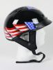 1VBEF - DOT VENTED EAGLE FLAG BLACK MOTORCYCLE HALF HELMET BEANIE HELMETS