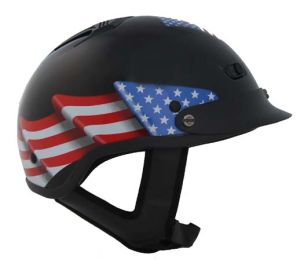 1VBEF - DOT VENTED EAGLE FLAG BLACK MOTORCYCLE HALF HELMET BEANIE HELMETS