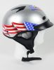 1VSEF - DOT VENTED EAGLE FLAG SILVER MOTORCYCLE HALF HELMET BEANIE HELMETS