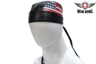 American Flag  Leather Skull Cap