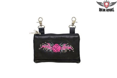 Pink Rose All Naked Cowhide Leather Belt Bag