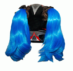 Motorcycle Helmet Pigtails - Blue