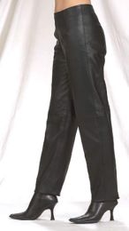 Women Hip-Hugger Straight Leg Leather Pants