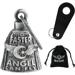 Never Ride Faster than Your Angel, Wheel with Wings Motorcycle Bell