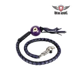 42" length Black And Purple Fringed Get Back Whip W/ Pool Ball