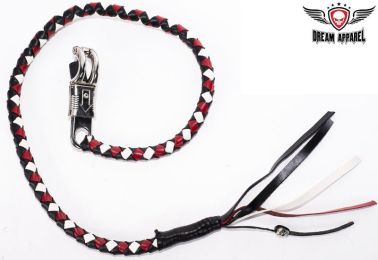 36" Length White Black & Red Motorcycle Get Back Whip