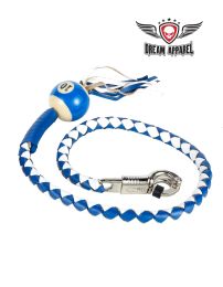 42" length White And Blue Fringed Get Back Whip W/ Pool Ball