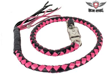 42" length Pink & Black Get Back Whip For Motorcycles