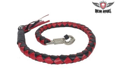 42" length 3" Fat Red & Black Get Back Whip for Motorcycles