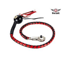 42" length Red and Black Fringed Pool Black Ball8 Get Back Whip