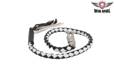 42" length 2" Black & White Get Back Whip for Motorcycles