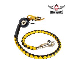 42" length Black And Yellow Fringed Get Back Whip With Pool Black Ball 8