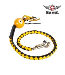 42" length Black And Yellow Fringed Get Back Whip W/ Pool Ball