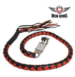 42" length Scarlet & Black Get Back Whip For Motorcycles