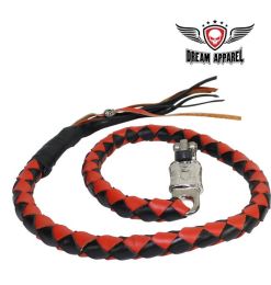 42" length 2" Scarlet & Black Get Back Whip for Motorcycles