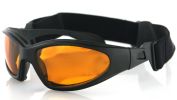 BIKER SUNGLASSES - GXR Sunglass, Black Frame, Anti-fog Amber Lenses