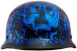 103BYB - DOT German BoneYard Blue Motorcycle Helmet