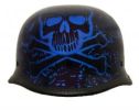 German BoneYard Blue Novelty Motorcycle Helmet