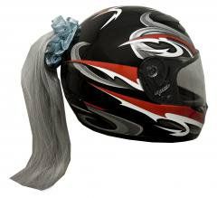 Motorcycle Helmet Ponytail - Grey