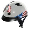 1VSEF - DOT VENTED EAGLE FLAG SILVER MOTORCYCLE HALF HELMET BEANIE HELMETS