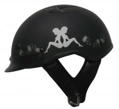 1VMF - DOT VENTED MUDFLAP GIRL MOTORCYCLE HALF HELMET BEANIE HELMETS