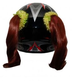 Motorcycle Helmet Pigtails - Natural Red