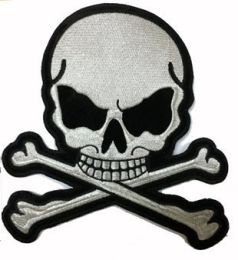 Dark Grey Skull with Crossbones Patch