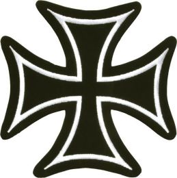 Iron Cross White Border Biker Patch