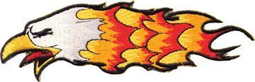 Long Flaming Eagle Head Patch