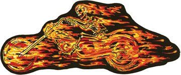 Flaming Skeleton on Motorcycle (Left) Patch