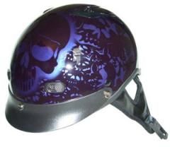 1BYP - DOT PURPLE BONYARD MOTORCYCLE HALF HELMET BEANIE HELMETS