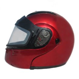 SNOWBG - DOT Full Face Gloss Wine Modular Snowmobile Helmet