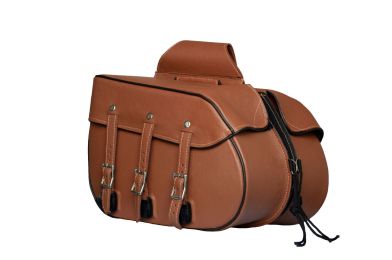 Genuine Premium Naked Brown Leather Concealed Carry Motorcycle Saddlebags