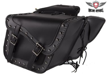 Studded PVC Motorcycle Saddlebag With Gun Holsters