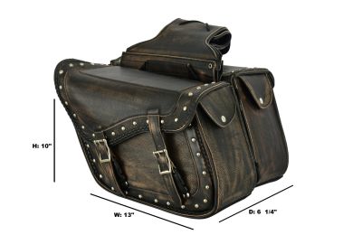 Genuine Distressed Brown Naked Leather Concealed Carry Saddlebag