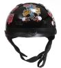 1VBR - DOT LADIES VENTED BLACK ROSE MOTORCYCLE HALF HELMET BEANIE HELMETS