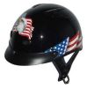 1VBEF - DOT VENTED EAGLE FLAG BLACK MOTORCYCLE HALF HELMET BEANIE HELMETS