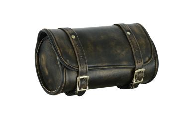 Distress Brown Naked Leather Motorcycle Tool Bag 10-inches