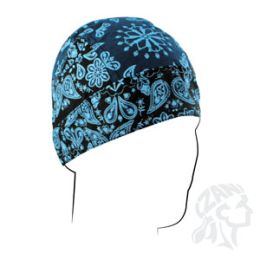 Skull Cap - Two-Tone Ice Blue Paisley Flames Do-Rag Flydanna