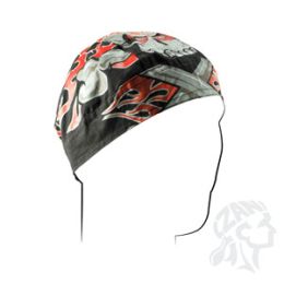 Skull Cap - Flaming Crossbones Doo Rag Flydanna