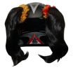 Motorcycle Helmet Pigtails - Black