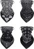 4 Pcs Bandana Face Cover with Ear loops for Men Women Face Scarf Neck Gaiters Sun Protection Motorcycle Balaclava for Outdoors Sports