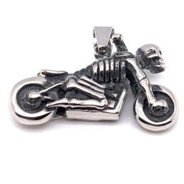 Stainless Steel Skeleton Motorcycle Pendant / PDC0191