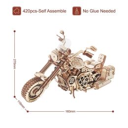 Robotime Rokr Cruiser Motorcycle DIY Wooden Model 420 Pcs Building Block Kits Funny Toys Gifts For Children Adults