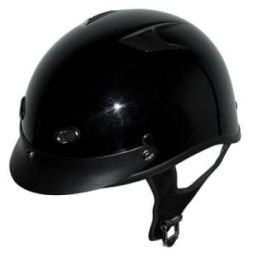 1VGB - DOT VENTED GLOSS BLACK MOTORCYCLE HALF HELMET BEANIE HELMETS (size: medium)