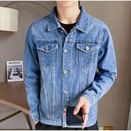 Denim Jacket Men Retro Black Blue Motorcycle Spring Autumn Big Size 90kg Loose All-match Luxury Slim Regular Fit High Quality 4X (Color: 82 light blue, size: S)