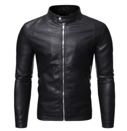 Men's Faux Leather Jacket Motorcycle Zip Slim Fit Biker Jacket (Color: colorful, size: 2XL)