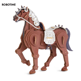 Robotime Rowood Warrior-Horse & Warrior-ELephant 3D Wooden Puzzle Easy Assemble Building Toys Gifts For Kids Xmas TWA01& TWA02 (Option: Tw01)