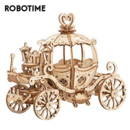 Robotime 3D Wooden Puzzle Games Assembly Pumpkin Cart Model Toys For Children Kids Girls Birthday Gift TG302 (Option: Pumpkin Cart)