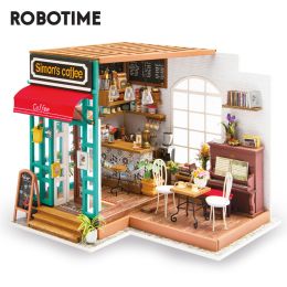 Robotime Rolife DIY Wooden Miniature Dollhouse Handmade Crafts Toys DG109 (Option: Coffee)